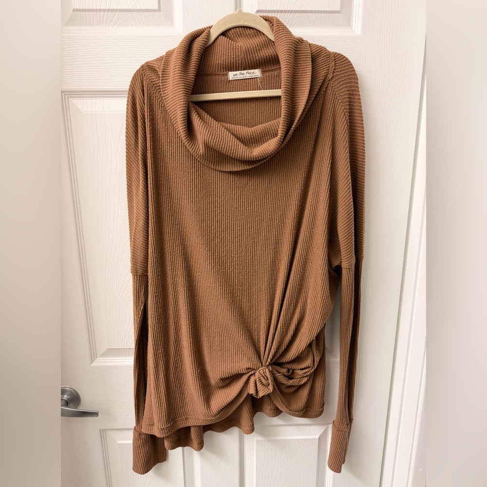 Free People Cowl Neck Knotted Sweater
